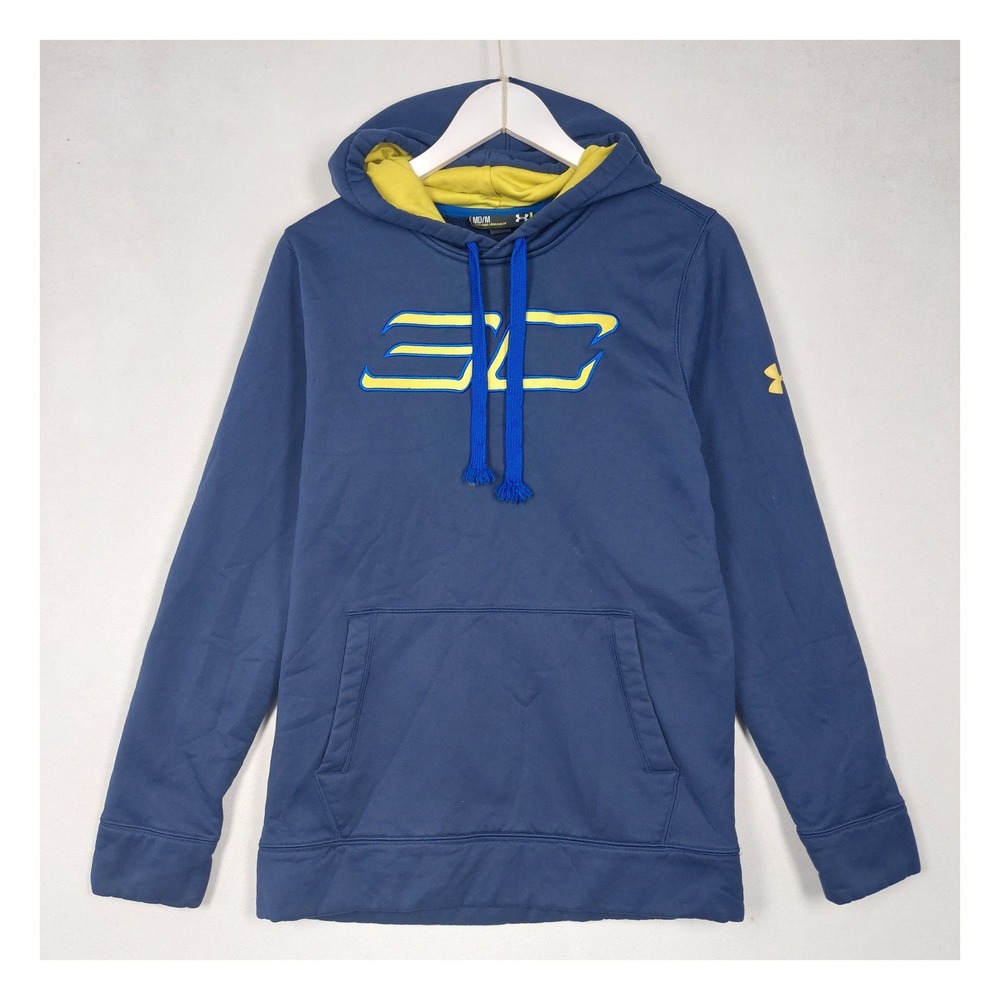 Under Armour SC30 Stephen Curry ColdGear Pullover Hoodie Blue Yellow 1276820 MD